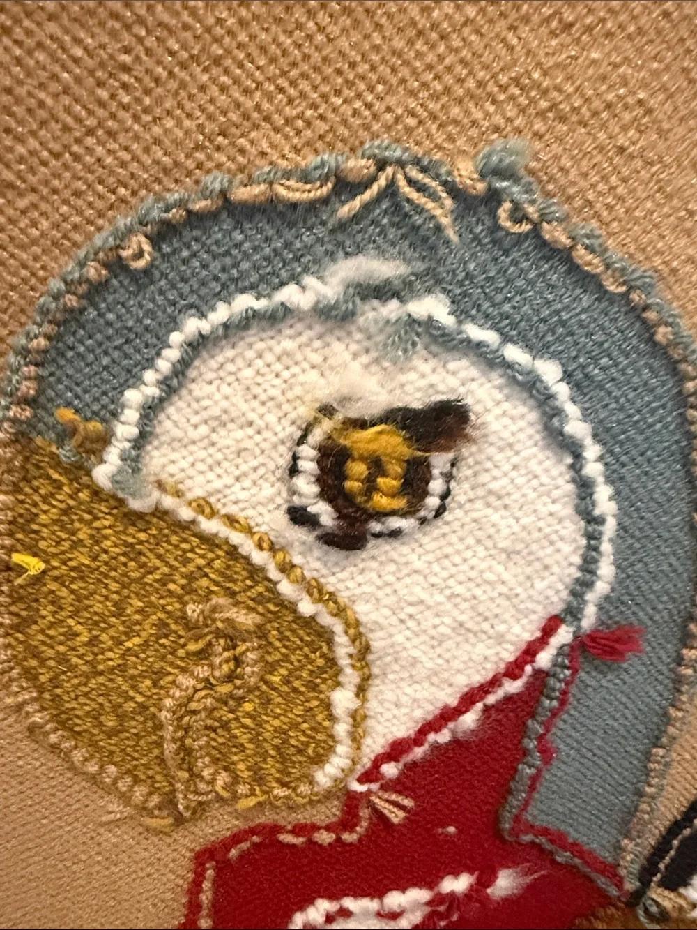 Vintage Ecuadorian Handwoven Parrot Wall Tapestry - Mid Century Modern